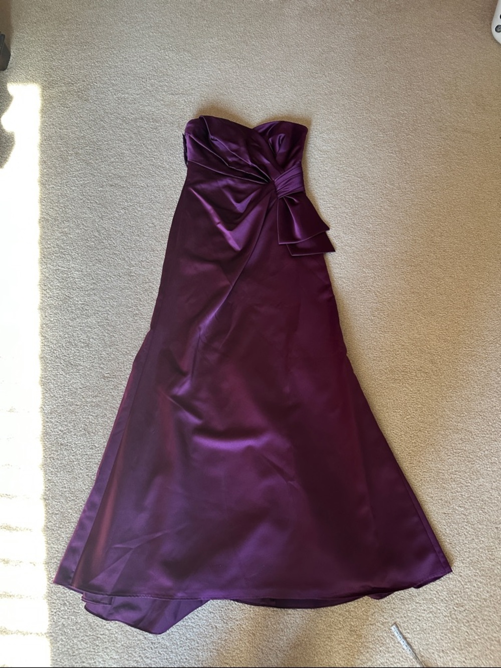 Strapless Purple Evening Gown with Side Bow